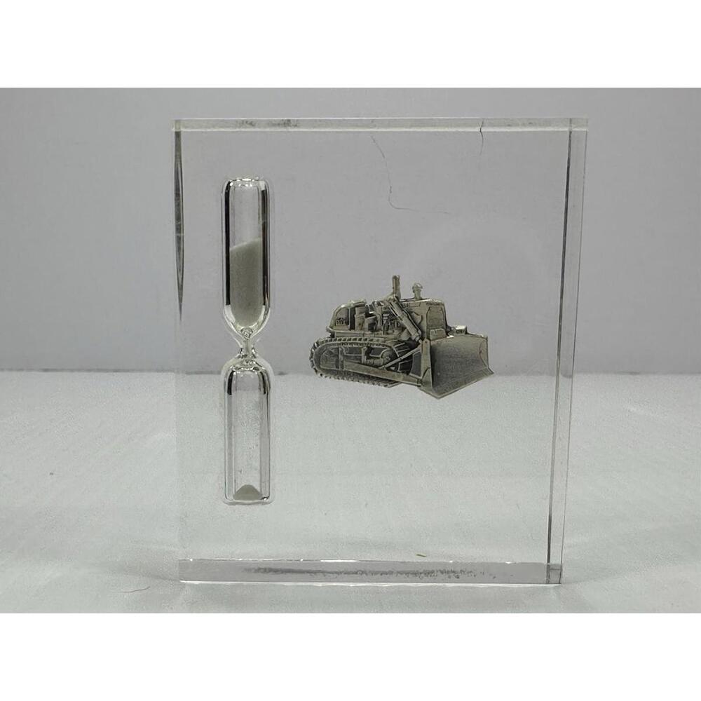 Vintage Caterpillar Cat Bulldozer D7E Lucite Hourglass‎ Timer Desk Paperweight